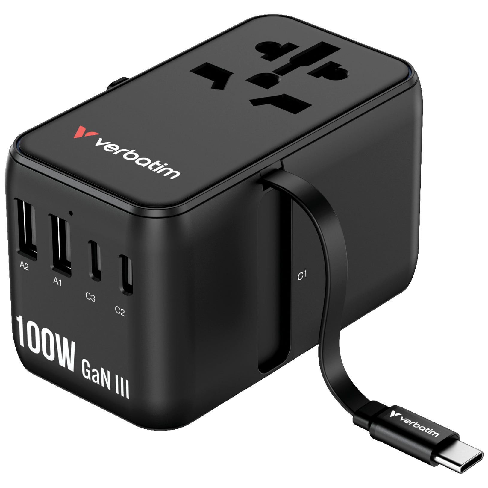 Verbatim 5 Port 100W GaN III Travel Adaptor 黑色 (30185)