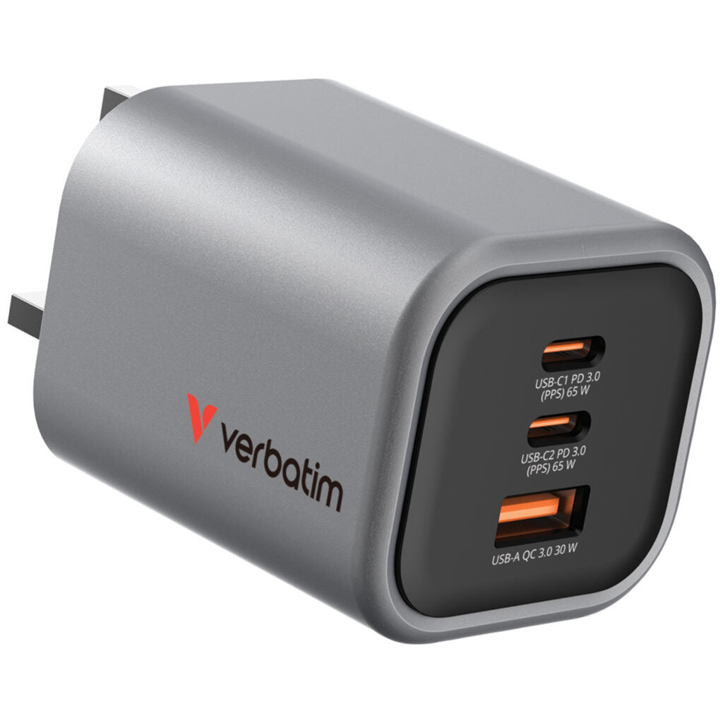 Verbatim 65W 摺疊 Uk Plug GAN 充電器 灰色 (32351)