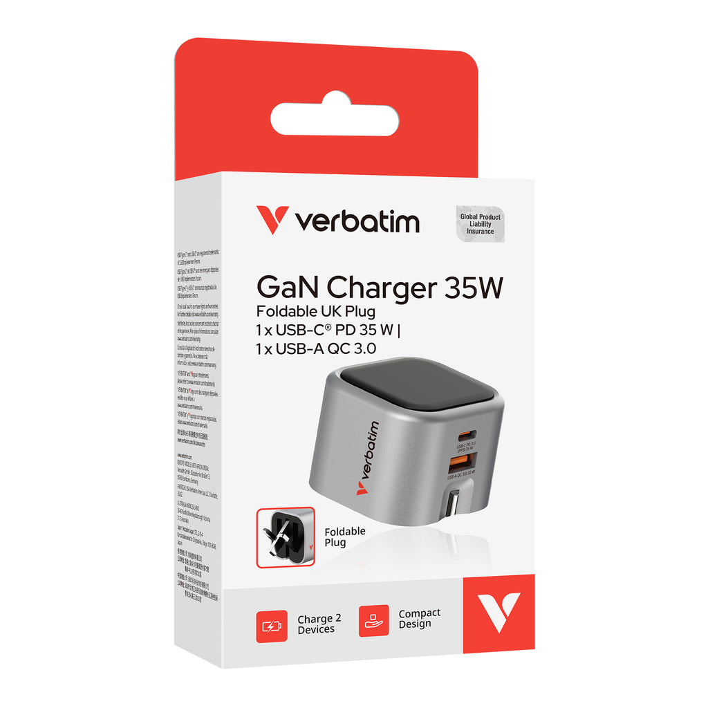 Verbatim GAN Charger 35W Foldable Uk Plug 灰色 (32350)