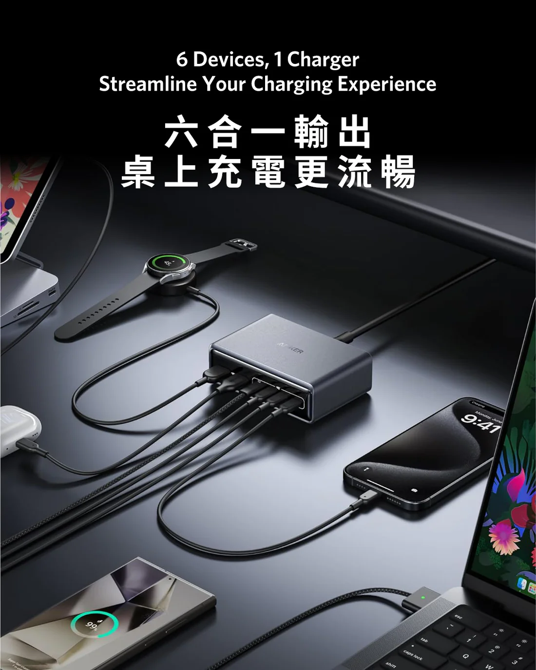 Anker Prime Charger 200W 6-Port GAN (A2683241)