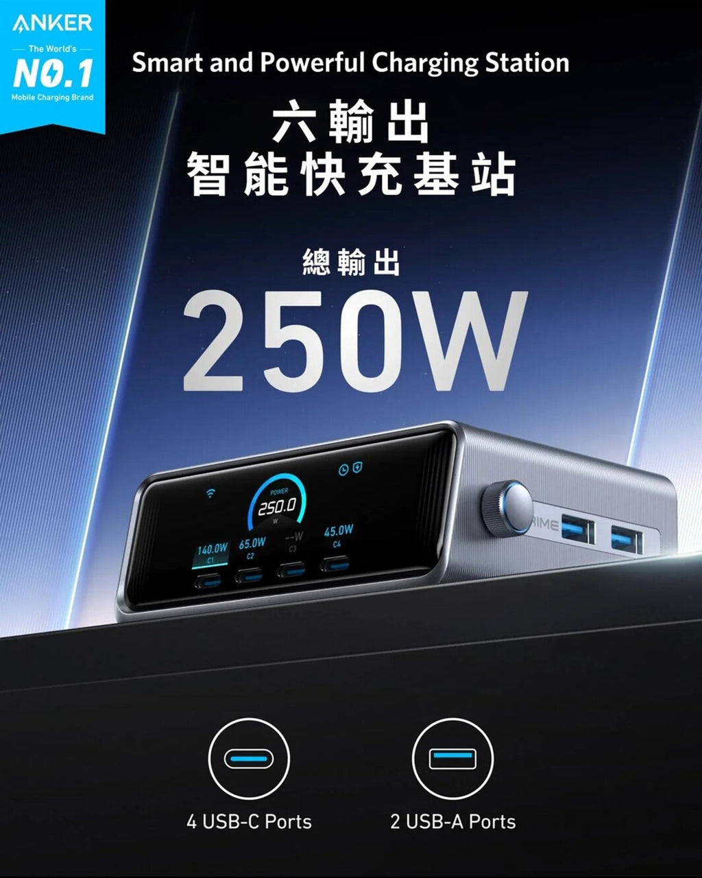 Anker Prime Charger 250W 6-Port GaNPrime (A2345241)