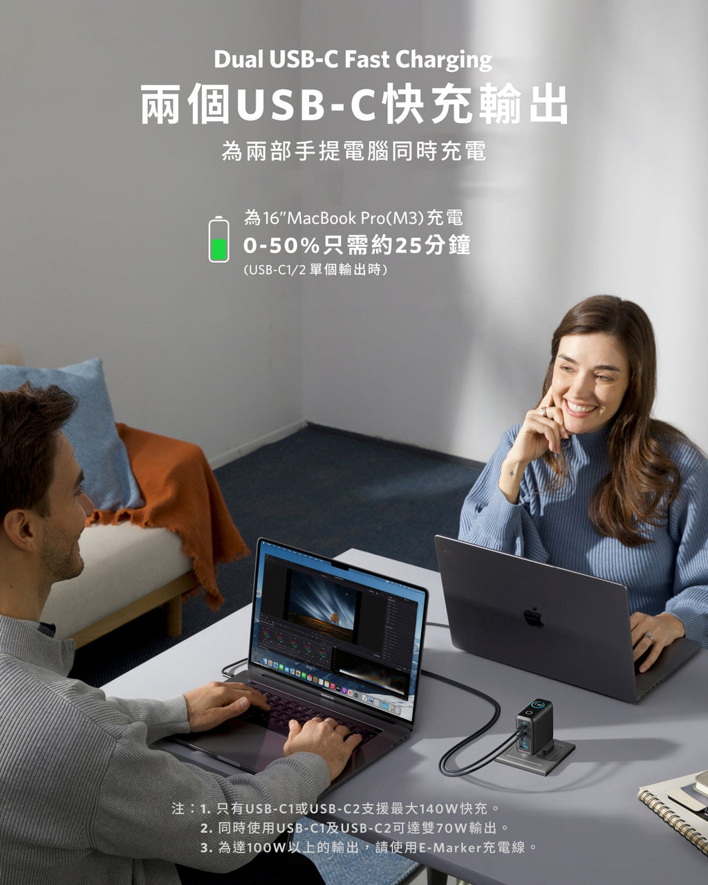 Anker Zolo GAN Charger 140W 3C1A 黑色 (B2697KZ1)