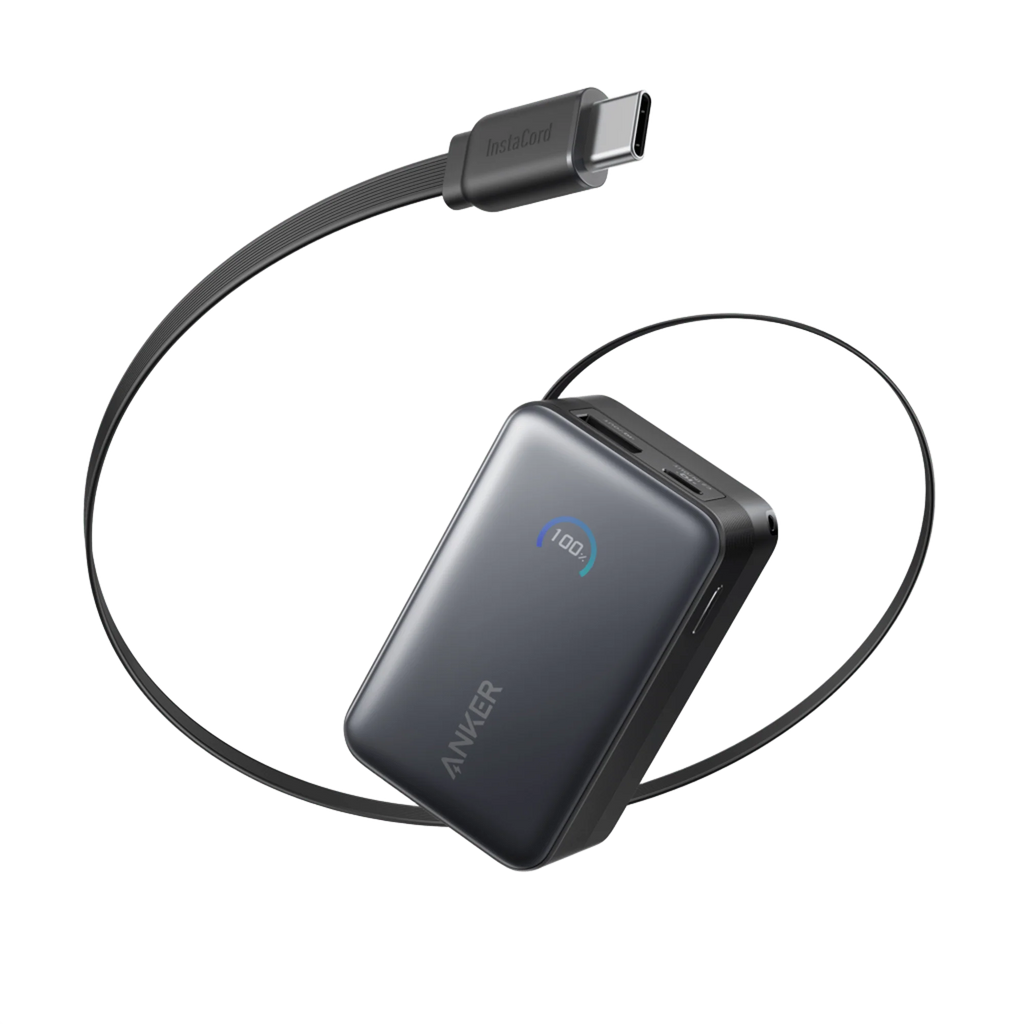 Anker Nano 行動電源 10K 45W Retractable USB-C Cable 黑色 (A1638H11)