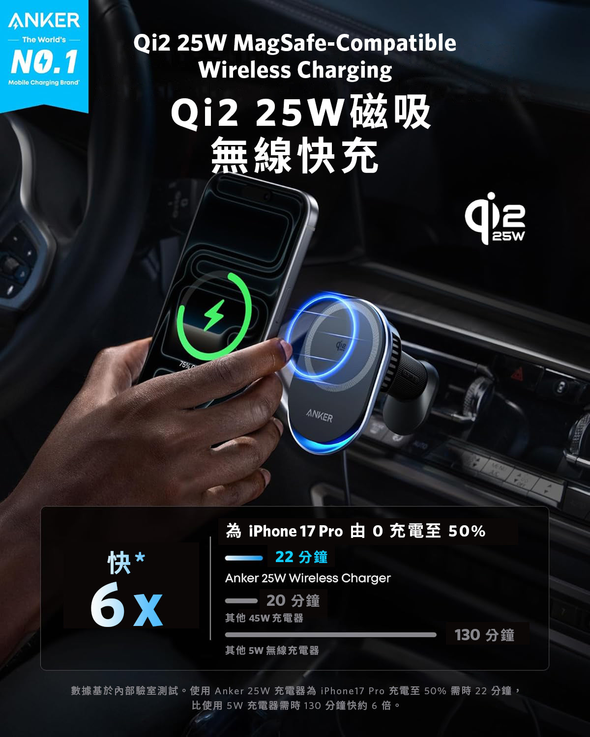 Anker Prime Wireless Charger 25W Qi2.2 黑色 (B2933H11)