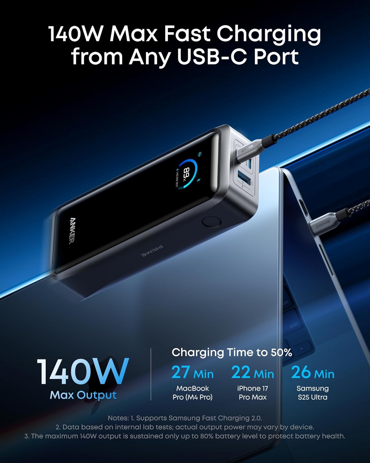 Anker Prime 行動電源 26K 300W 黑色 (A110AH11)