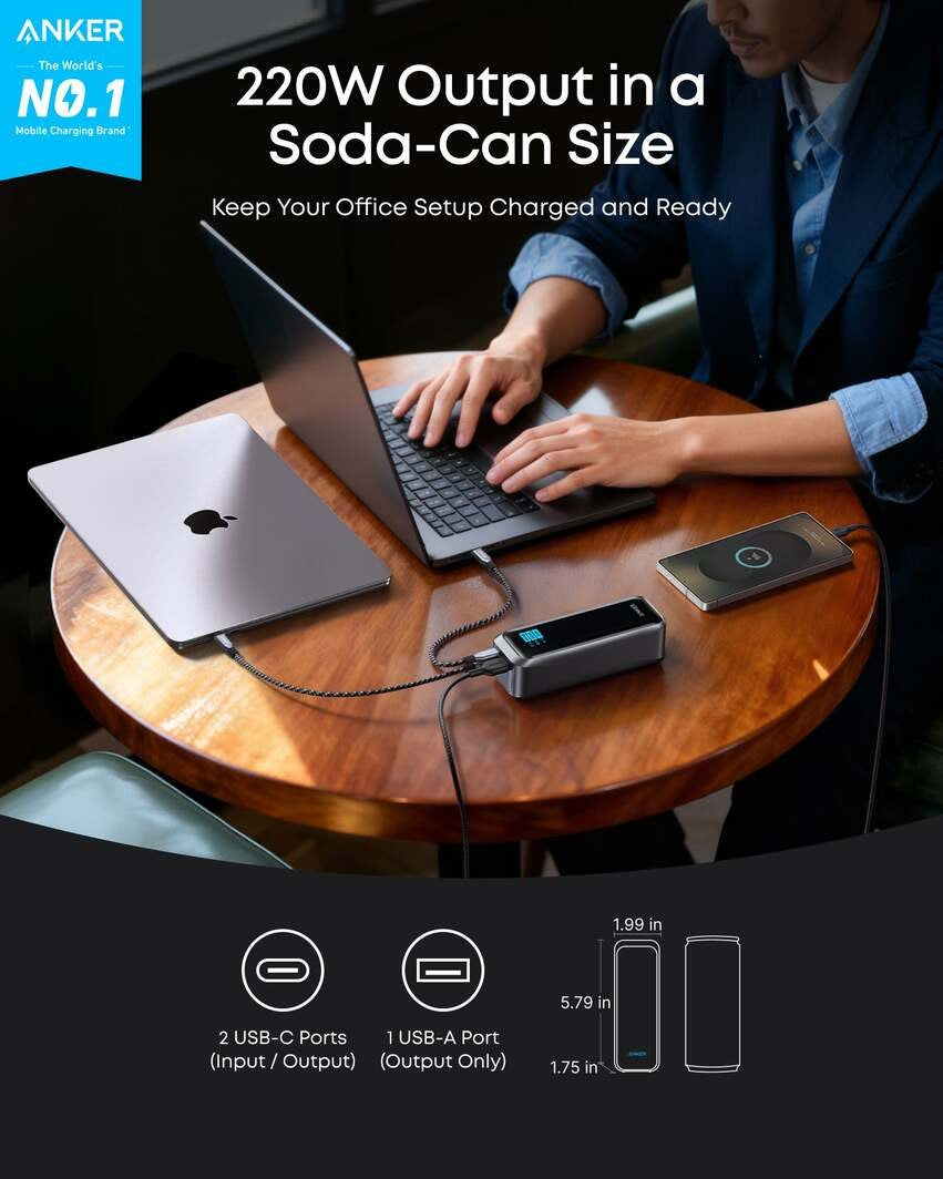Anker Prime 行動電源 20K 220W 黑色 (A110BH11)