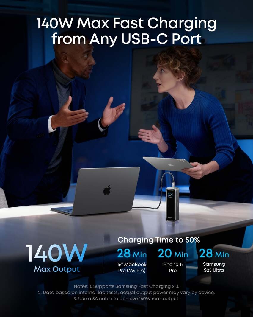 Anker Prime 行動電源 20K 220W 黑色 (A110BH11)