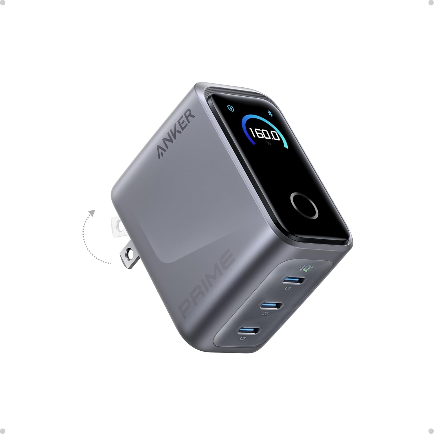 Anker GaNPrime Charger 160W 3-Port Smart Display 黑色 (A2687241)