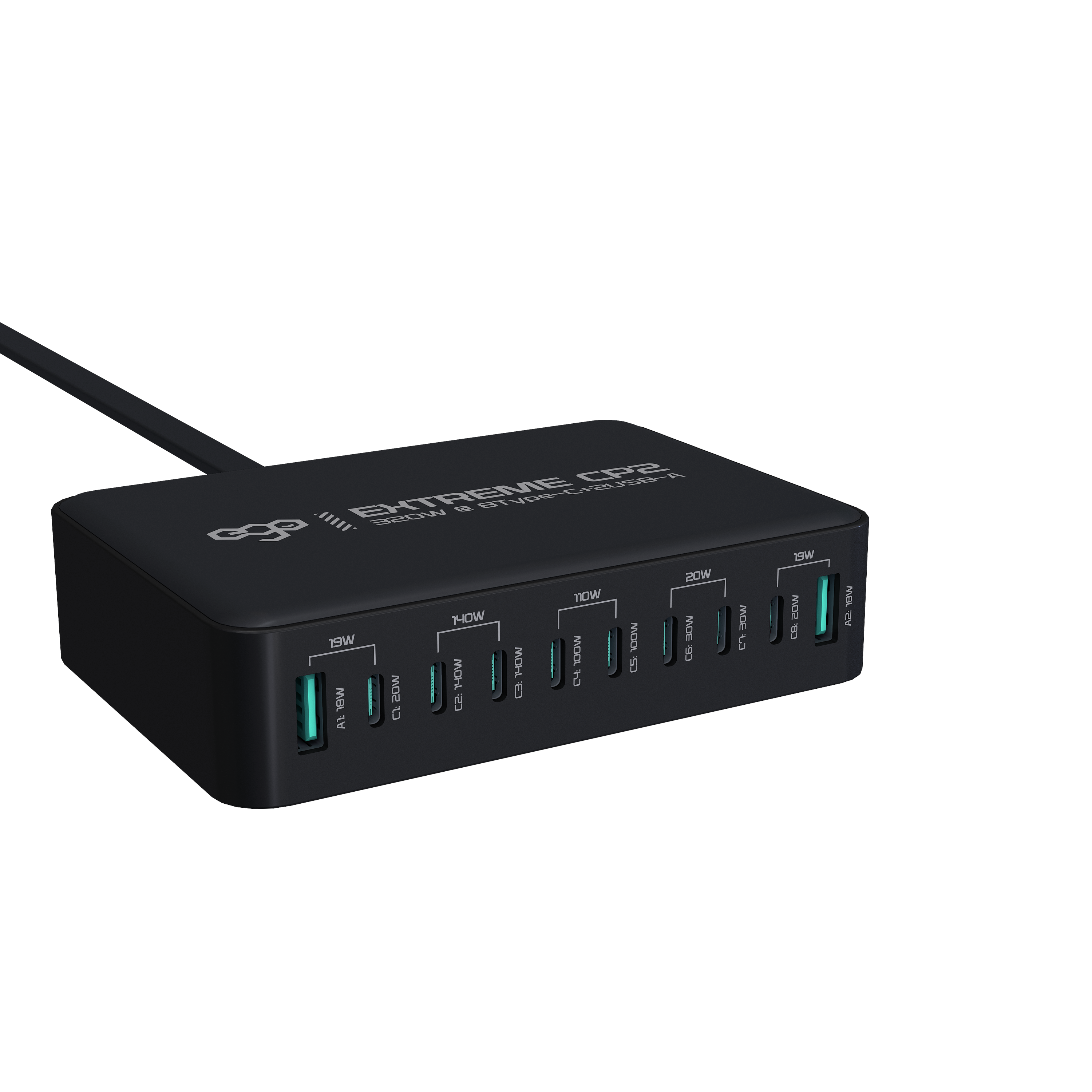 EGO 200W Ultra CP 8-USB GaN Charger Black 176360230