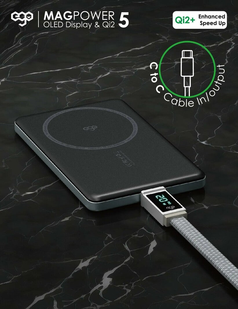 EGO Magpower 15W Gen.5 5000mAh MagSafe 行動電源 黑色 (MP-55F-BLACK)