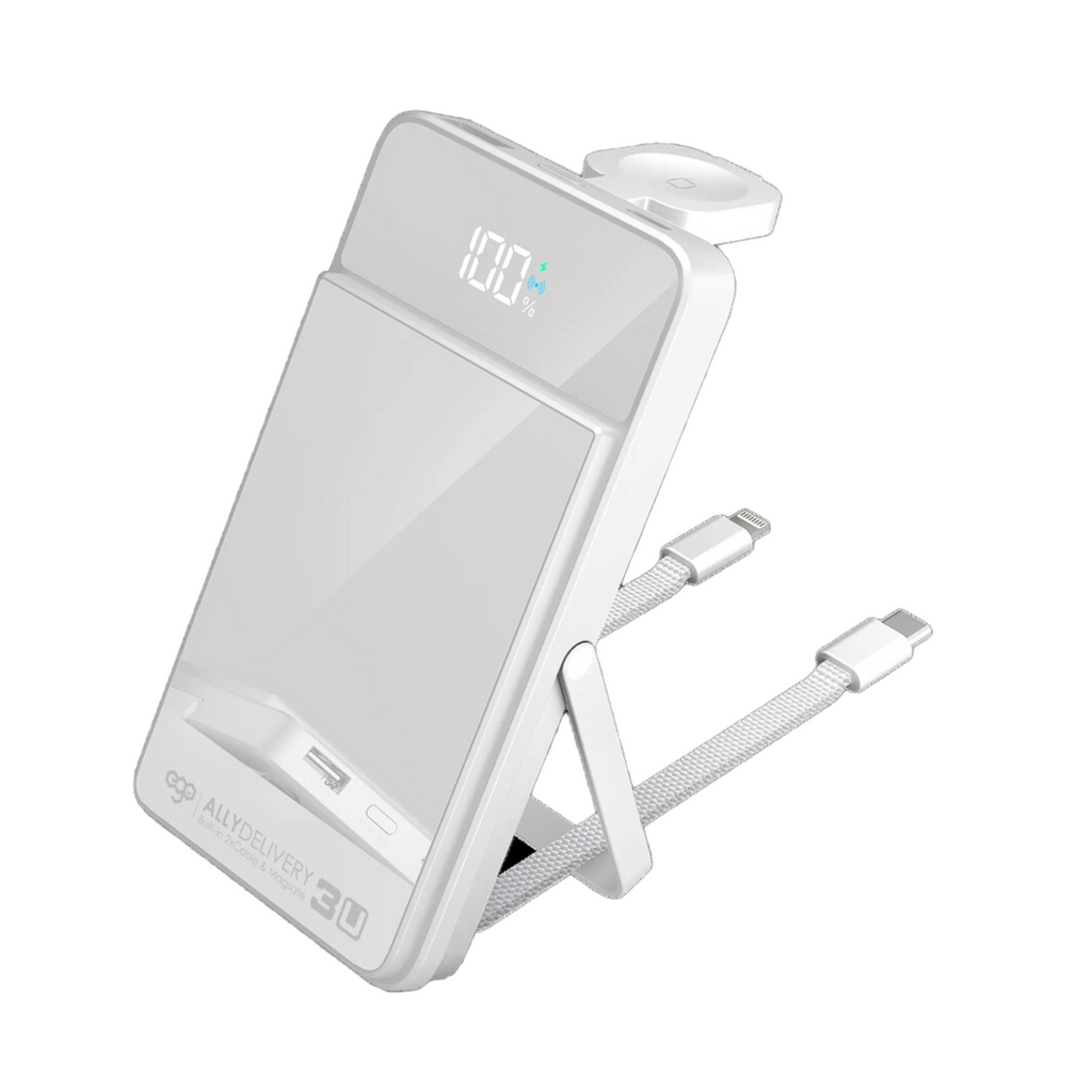 EGO Ally Delivery 3u Built-in 2 Type-C Cable MagSafe 10000mAh 6IN1 行動電源 白色 (AD3U-2C-WHITE)