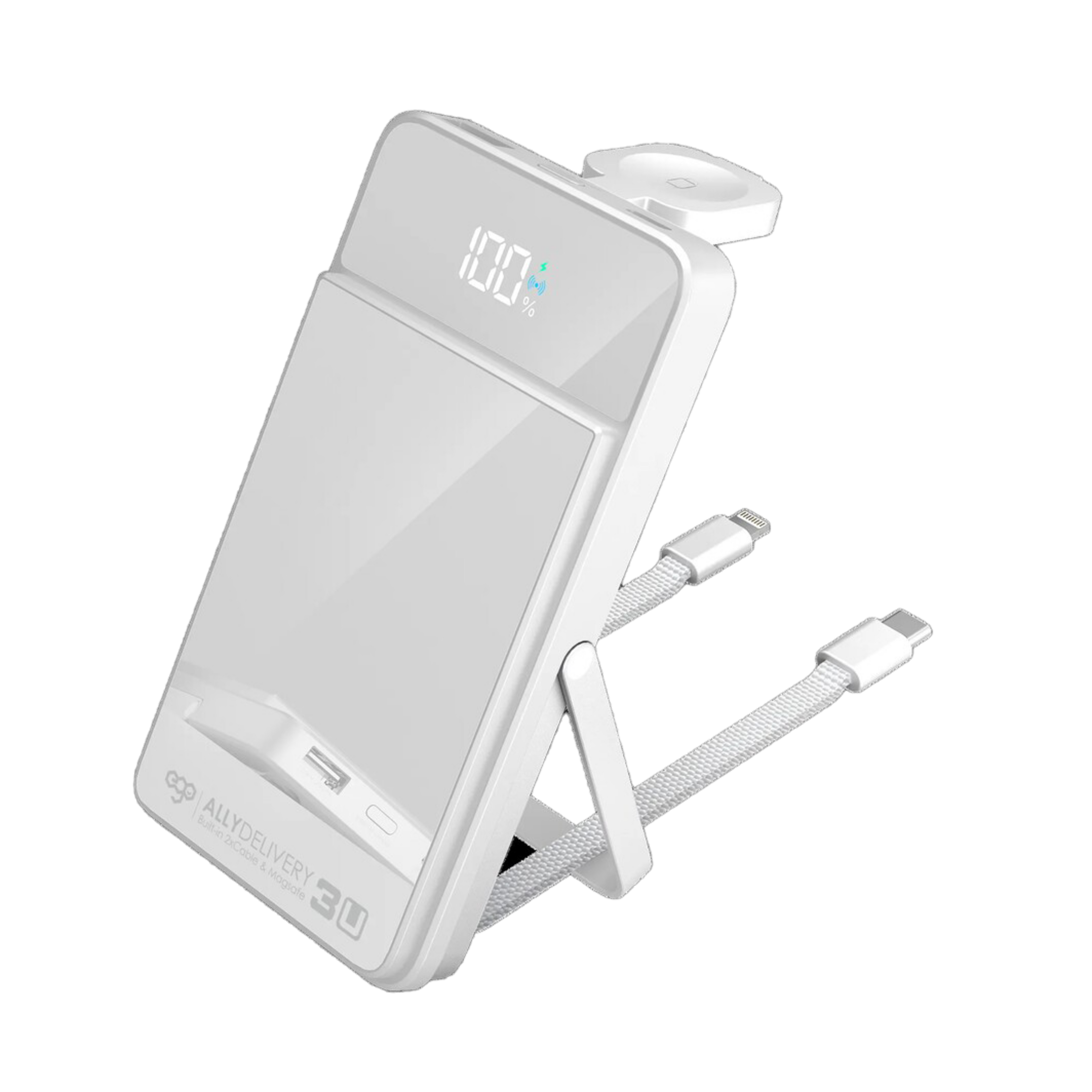 EGO Ally Delivery 3u Built-in 2 Type-C Cable MagSafe 10000mAh 6IN1 行動電源 白色 (AD3U-2C-WHITE)