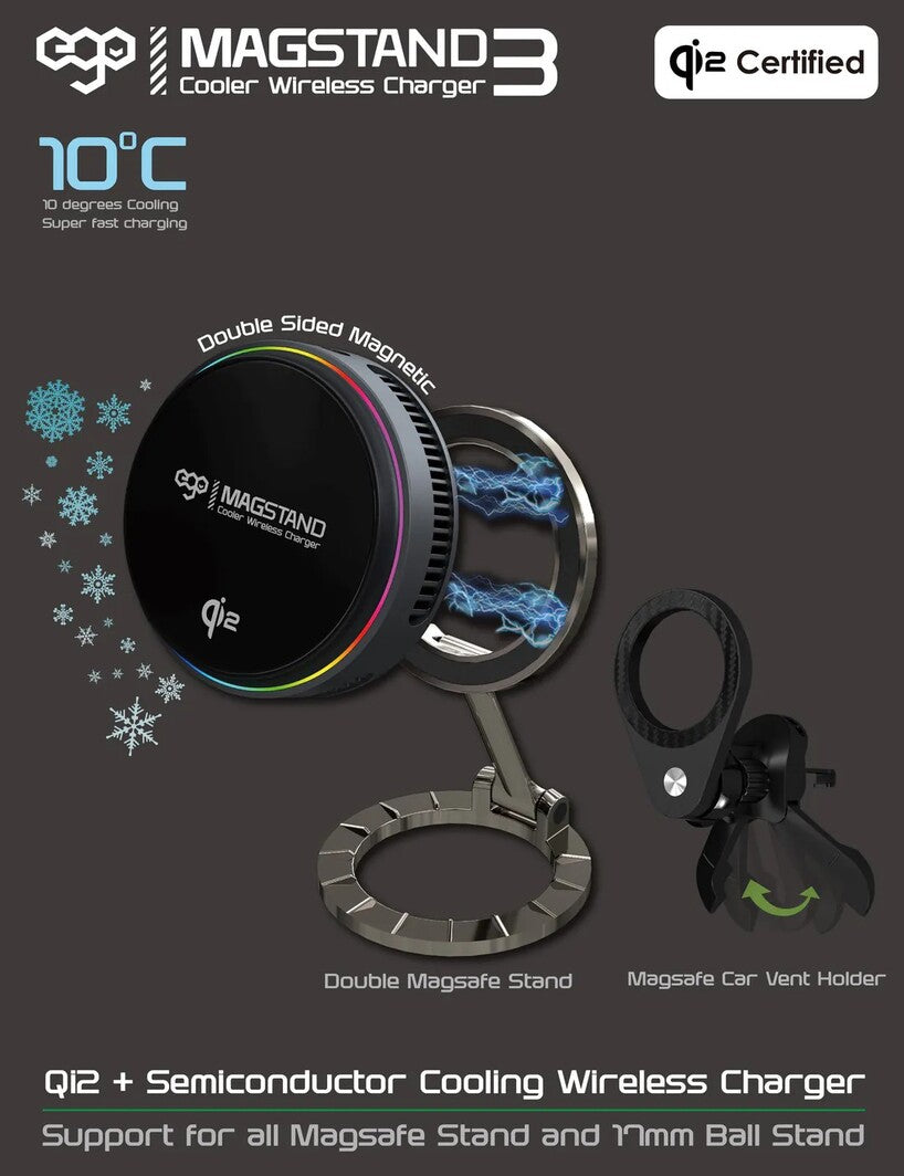 EGO Magstand 3 Cooler Magentic Wireless QI2 Charger (C5)