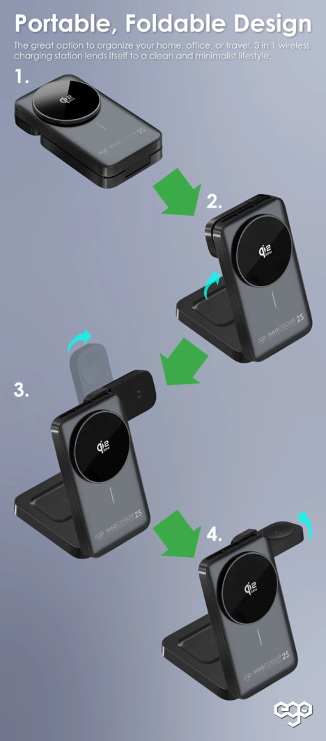 EGO MagCooler 2s 3IN1 Semiconductor Cooling Wireless Charger 灰色 (HT-569-GREY)
