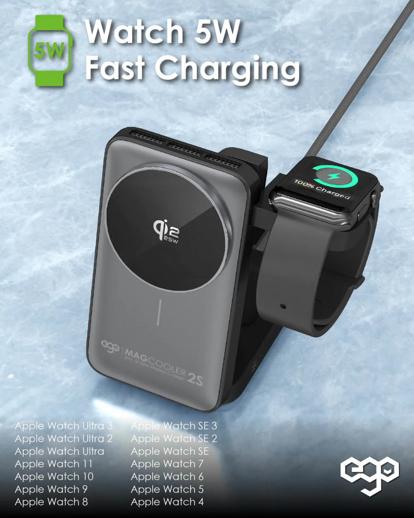 EGO MagCooler 2s 3IN1 Semiconductor Cooling Wireless Charger 灰色 (HT-569-GREY)