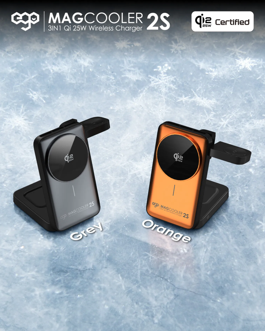 EGO MagCooler 2s 3IN1 Semiconductor Cooling Wireless Charger Orange (HT-569-ORANGE)