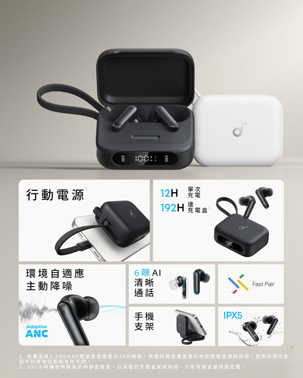 Soundcore P41i Wireless Earbuds with Portable Phone Charger 黑色 (A3937H11)