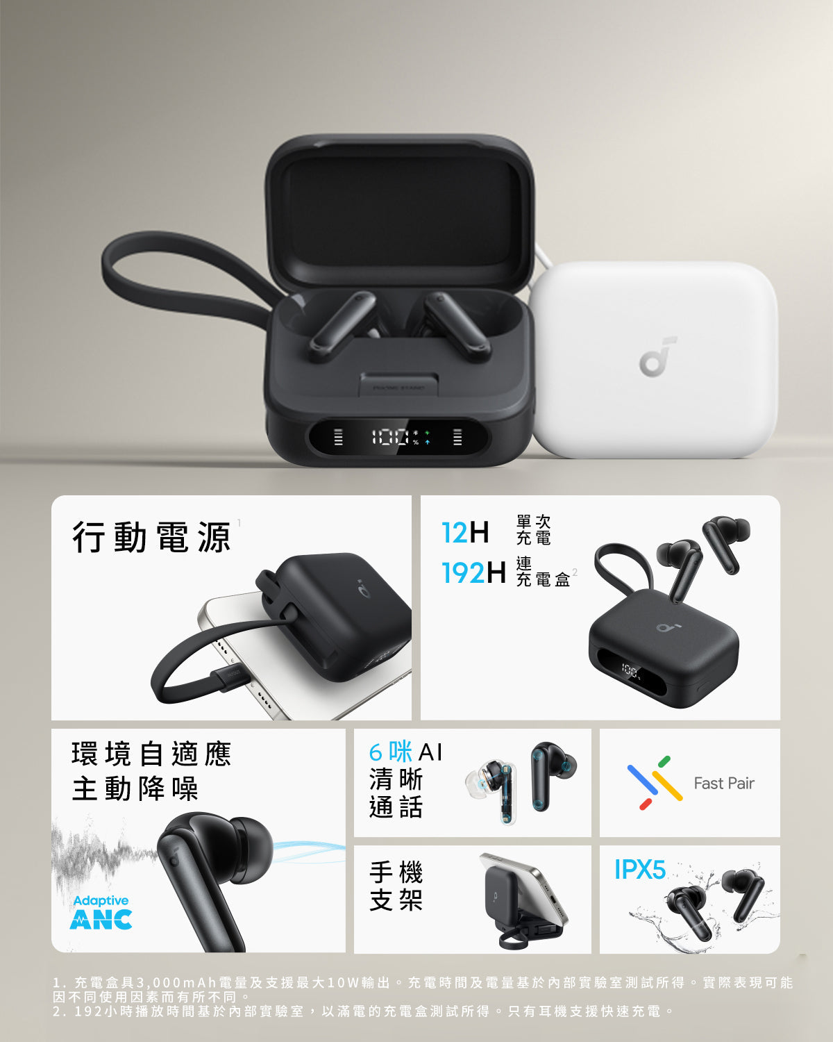Soundcore P41i Wireless Earbuds with Portable Phone Charger 黑色 (A3937H11)