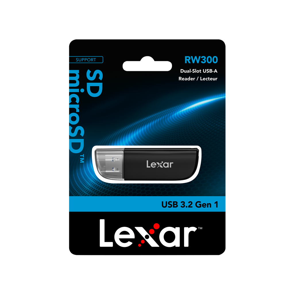 Lexar 雙槽 USB 3.2 Gen 1 讀卡器 支援 SD/microSD Uhs-i (LRW300U-BNBNG)