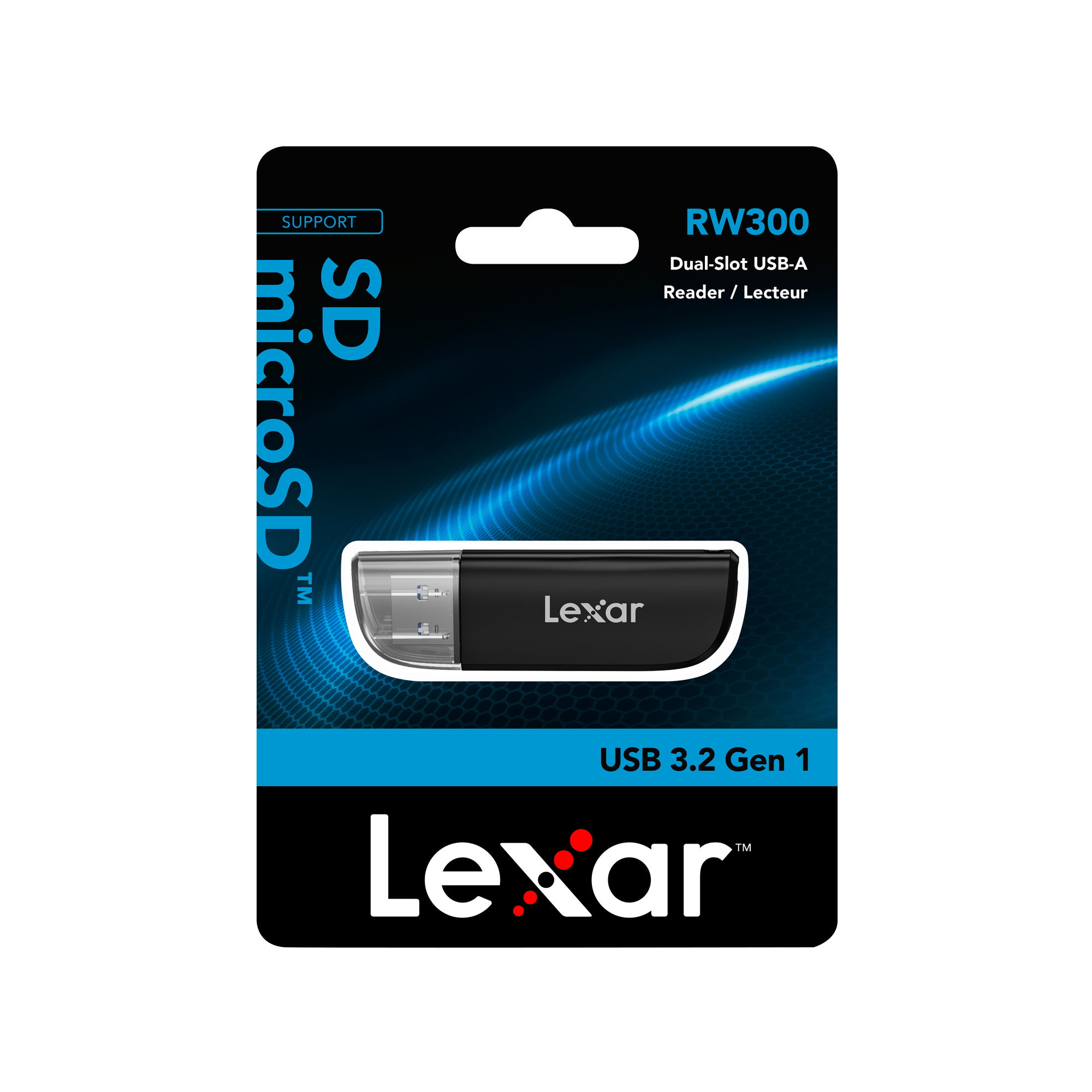 Lexar 雙槽 USB 3.2 Gen 1 讀卡器 支援 SD/microSD Uhs-i (LRW300U-BNBNG)