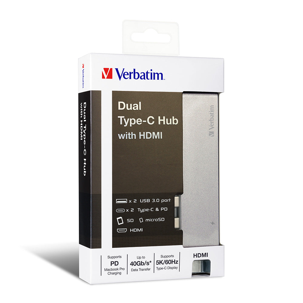 Verbatim Dual Type-C Hub with HDMI 灰色 (65600)