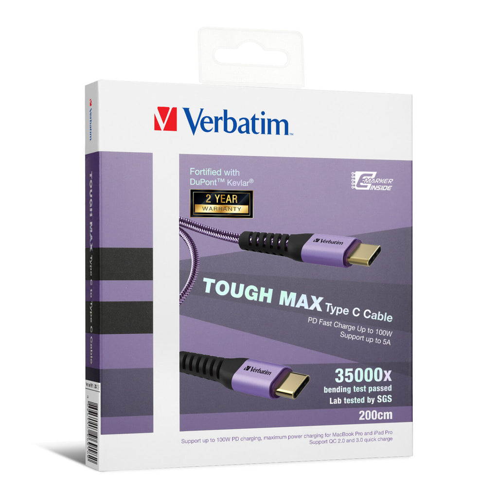 Verbatim Tough Max USB-C to USB-C Cable 120cm 紫色 (66917)