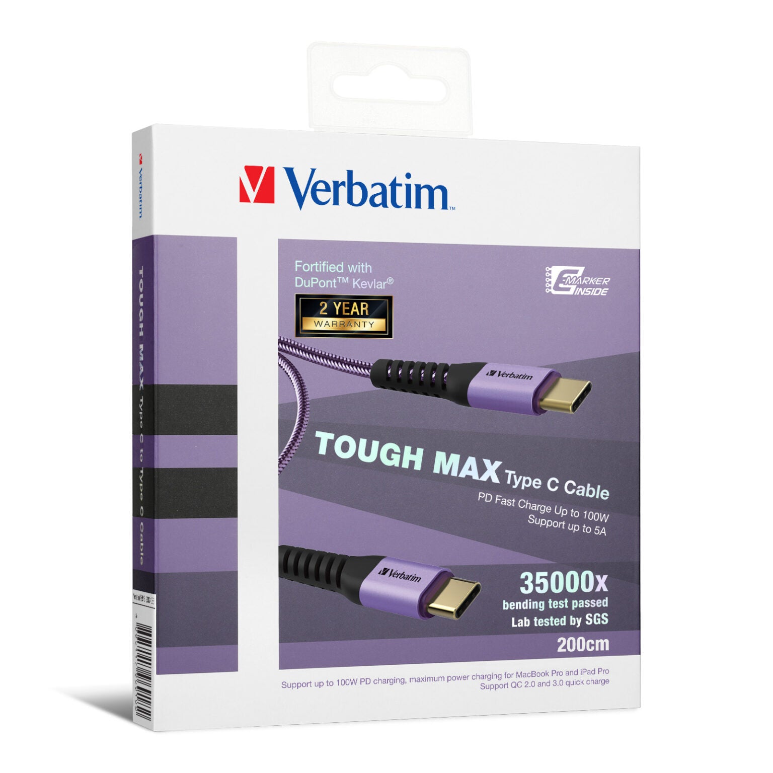 Verbatim Tough Max USB-C to USB-C Cable 120cm 紫色 (66917)