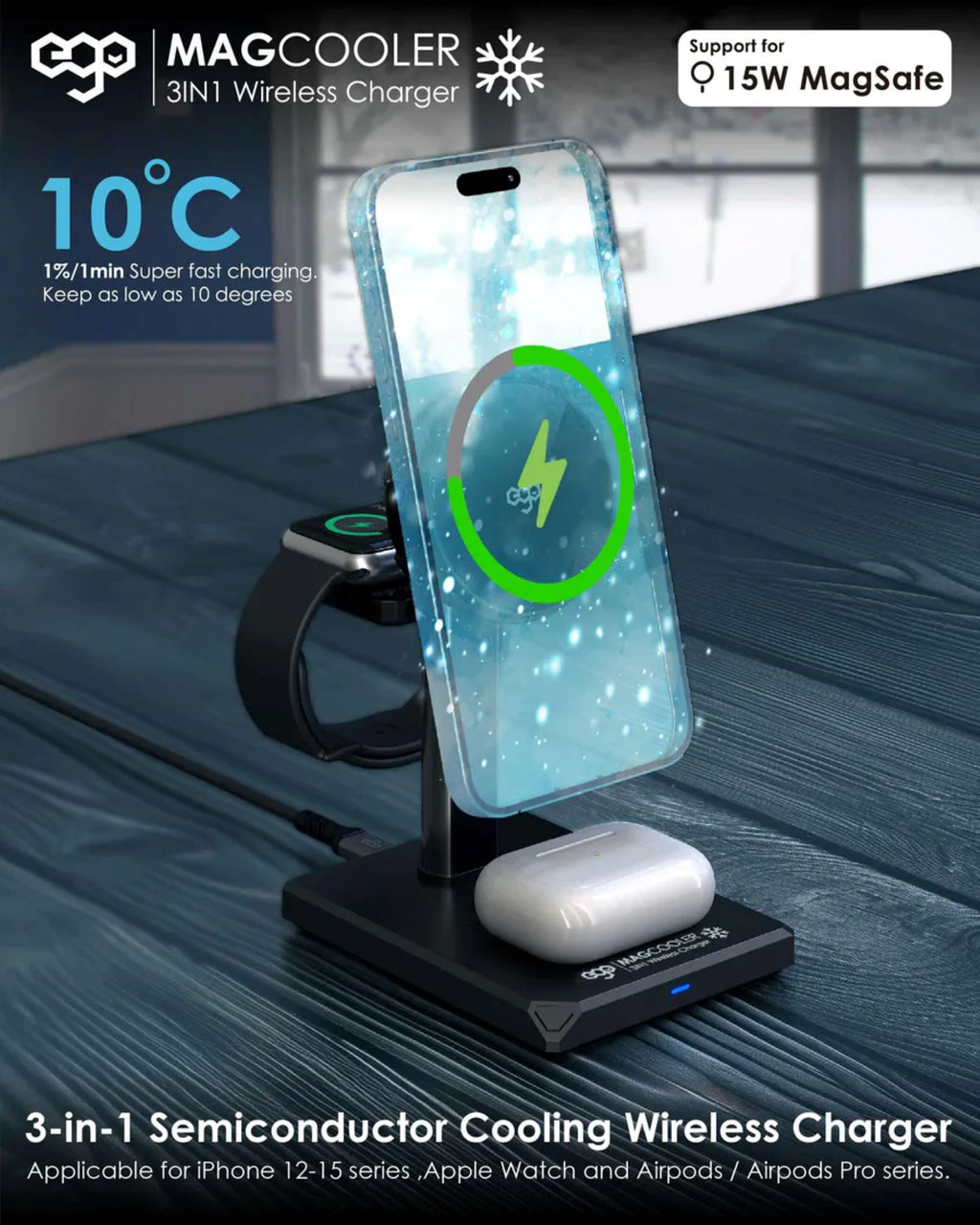 EGO MagCooler 3合1 充電器 - 黑色 (3ICE-BLACK)