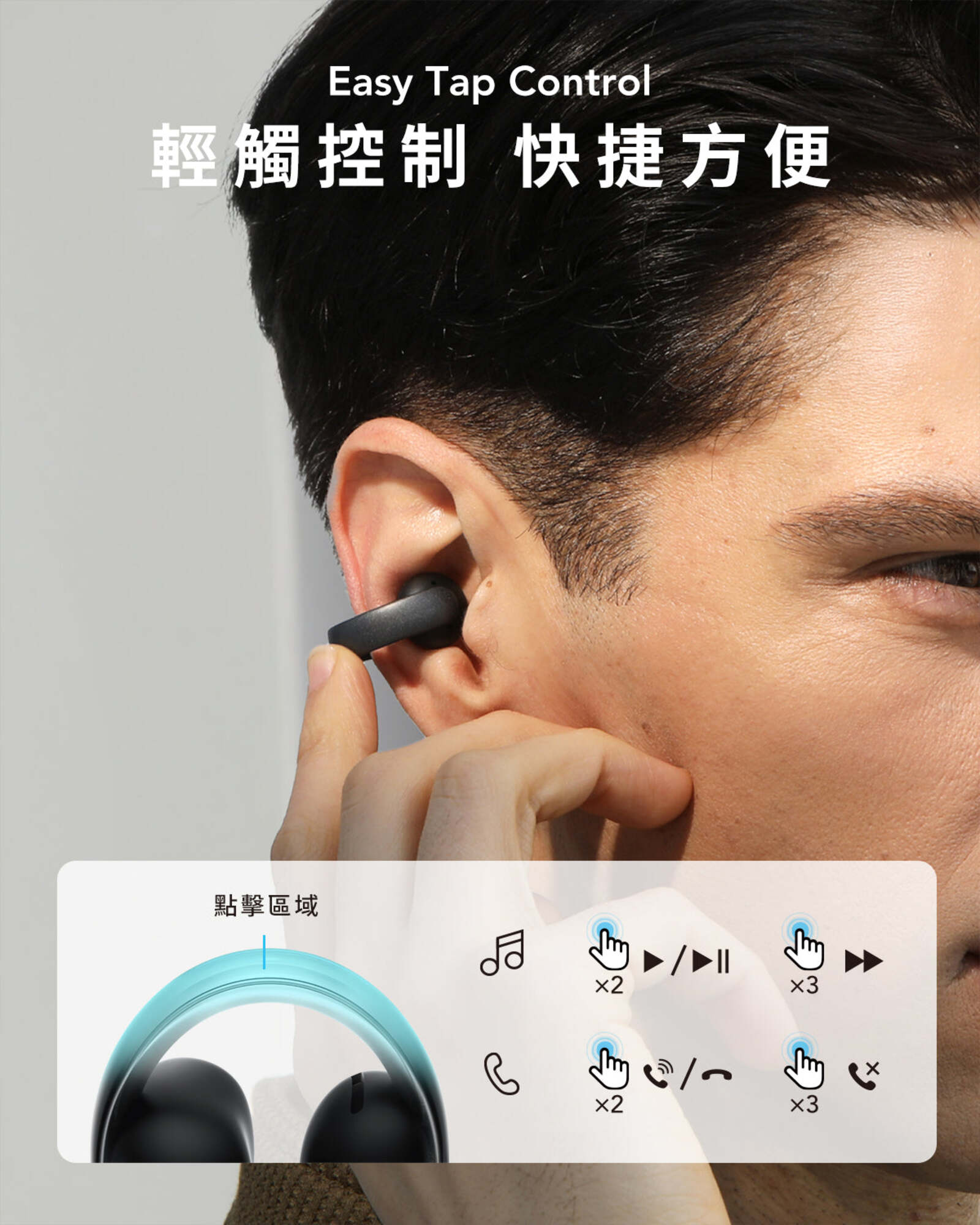 Soundcore Aeroclip Open-Ear Clip-On Earbuds 黑色 (A3388H11)