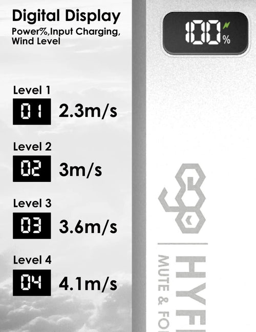 EGO HyFlow 16cm Folding Fan Grey (YS57-GREY)