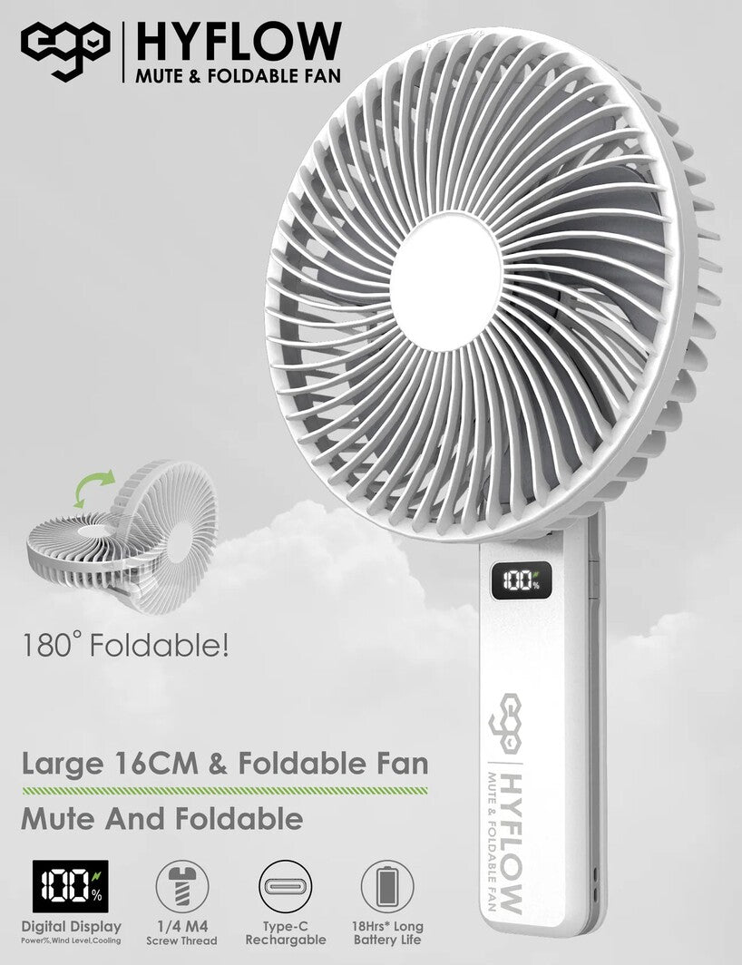 EGO HyFlow 16cm Folding Fan 白色 (YS57-WHITE)